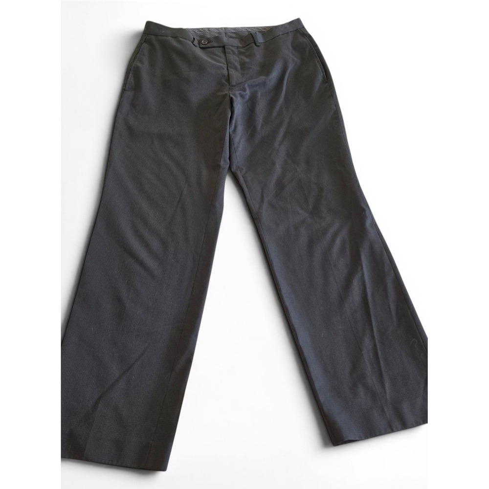Calvin Klein Flat Front Dress Pants Men's Black Fine Pin Stripe 33x30